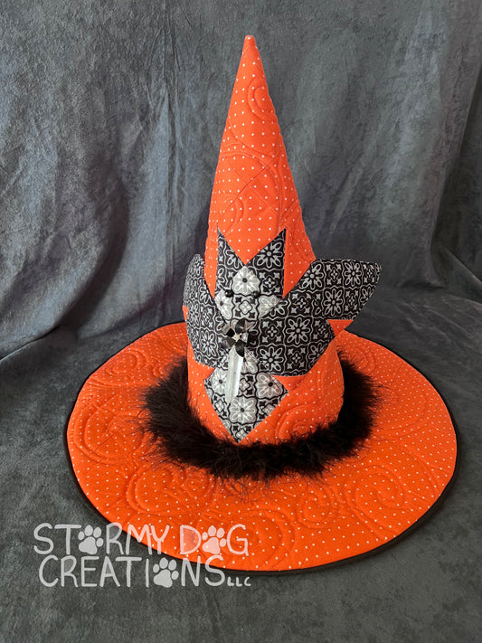 Quilted Flying Bat Witch Hat